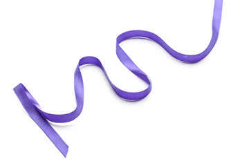 Shiny satin ribbon in lavender color isolated on white background