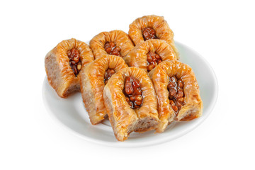 Turkish Ramadan Dessert Baklava isolated on white