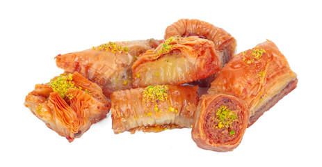 Turkish Ramadan Dessert Baklava isolated on white