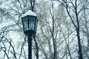 Fototapeta na wymiar Snow at lamp