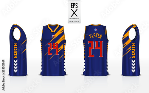 Download Basketball Uniform Template Design For Basketball Club Tank Top T Shirt Mockup For Basketball Jersey Front View Back View And Side View Basketball Shirt Vector Illustration Wall Mural Tondruangwit