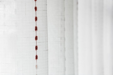 translucent curtain texture on window for background (selective focus)