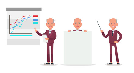 businessman working in office and different poses character vector design no9