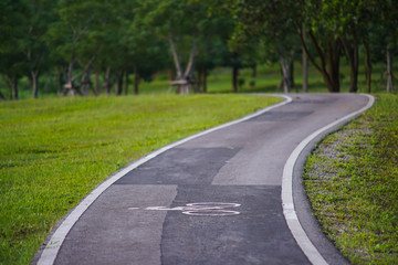 Bicycle lanes or Bike lanes or in the park Chiang rai, Thailand