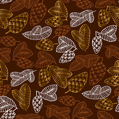 Pinecones color seamless pattern