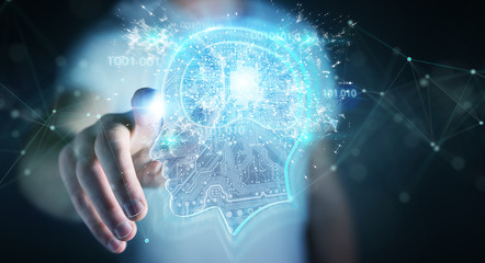Businessman creating artificial intelligence 3D rendering