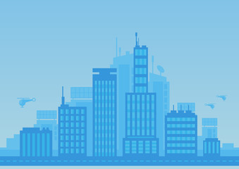 Fototapeta premium City modern illustration blue background for any use