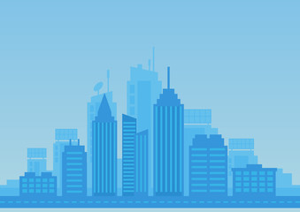 Fototapeta na wymiar City modern illustration blue background for any use