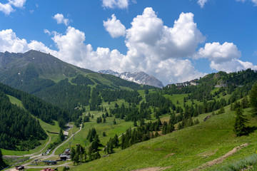 Mountain landscape along the road to Sestriere