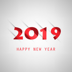 Simple White, Grey and Red New Year Card, Cover or Background Design Template - 2019