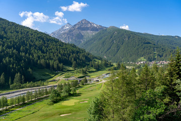 Mountain landscape along the road to Sestriere