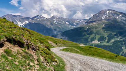 Mountain landscape along the road to Colle dell'Assietta