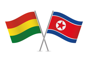 Bolivia and North Korea flags. Vector illustration.