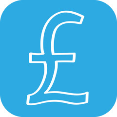 Obraz premium Handgezeichnetes Pfund-Symbol auf blauem Hintergrund