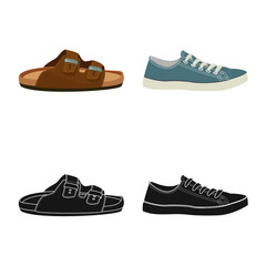 Vector design of shoe and footwear symbol. Set of shoe and foot stock vector illustration.