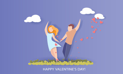 Valentines day card with couple in love