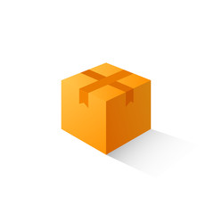 Obraz premium Closed cardboard box icon. Clipart image isolated on white background