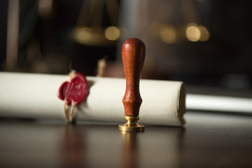 Notarial seal and wills. Notarial instruments.the will with the seal, the concept of a legal...