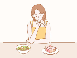 Woman on a diet illustration