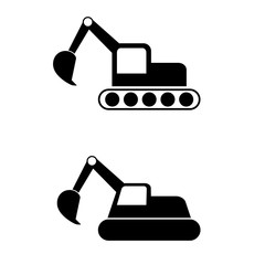 Excavator icon, logo on white background