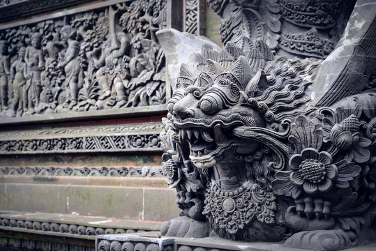 Sculpture of demon in  Pura Dalem Ubud