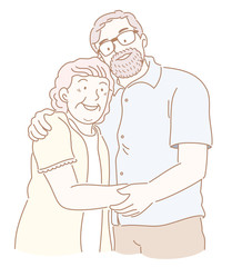 Happy elderly couple illustration