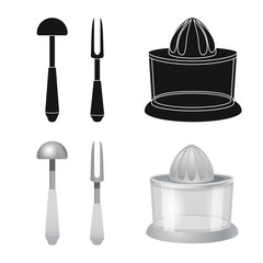 Vector design of kitchen and cook logo. Set of kitchen and appliance vector icon for stock.