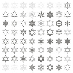 set of monochrome icons with star of David traditional Jewish symbol for your design