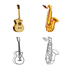 Naklejka premium Vector design of music and tune symbol. Set of music and tool stock symbol for web.