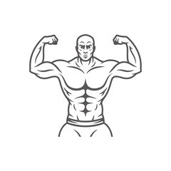 Fototapeta premium Bodybuilder male silhouette isolated on white background vector illustration.
