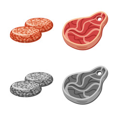 Vector design of meat and ham icon. Collection of meat and cooking stock vector illustration.