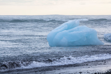 Icebergs on the shore of diamond beach, iceland