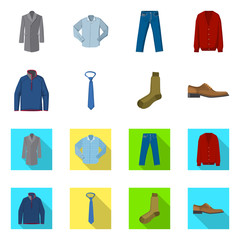 Vector design of man and clothing symbol. Set of man and wear vector icon for stock.