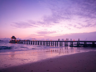 Fototapeta premium The paradise bridge from beach into the sea at Kohyao , Koh yao yai island is locate in the middle of Phang-nga , Phuket and Krabi , Thailand