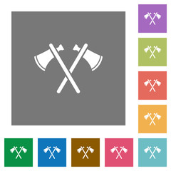 Two tomahawks square flat icons