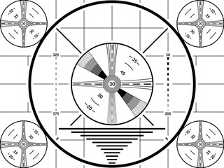Vintage tv test screen. Black ans white television calibration pattern. © o_a