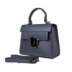 gray leather handbag isolated on white background