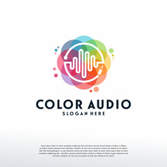 Colorful Audio Wave logo vector, Equalizer logo designs template, design concept, logo, logotype element for template