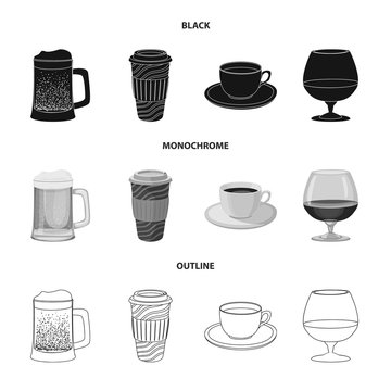Isolated object of drink and bar icon. Set of drink and party stock vector illustration.