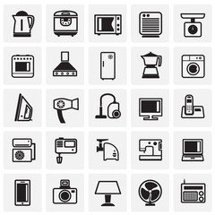Home appliance icons set on squares background for graphic and web design, Modern simple vector sign. Internet concept. Trendy symbol for website design web button or mobile app