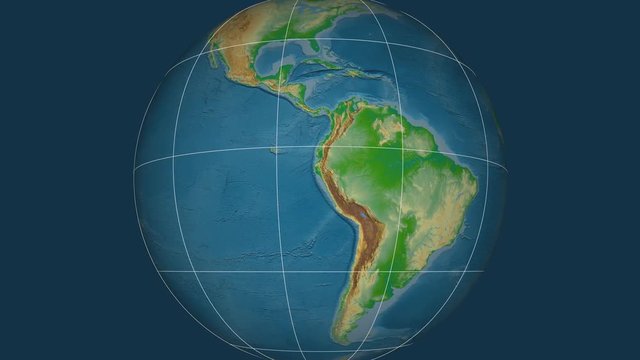 Zoom-in on Peru outlined. Physical map