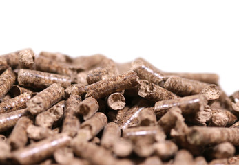 Wooden pellet isolated on white