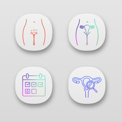 Gynecology app icons set