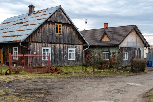 Jacmierz village in Poland - typical houses