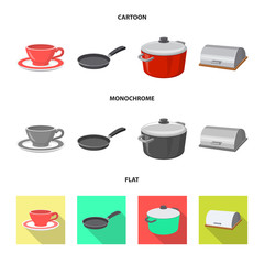 Vector design of kitchen and cook icon. Collection of kitchen and appliance stock symbol for web.