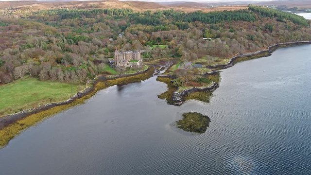 Flying over the beautiful west coast close to Dunvegan Castle - Scotland