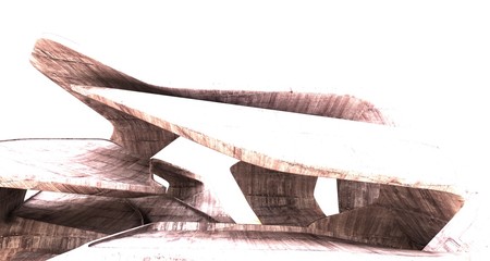 Empty dark abstract brown concrete room smooth interior. Architectural background. Night view of the illuminated. 3D illustration and rendering