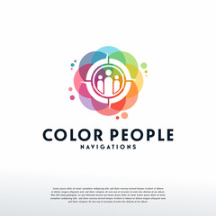 Colorful People Navigation logo vector, Job Search logo designs template, design concept, logo, logotype element for template