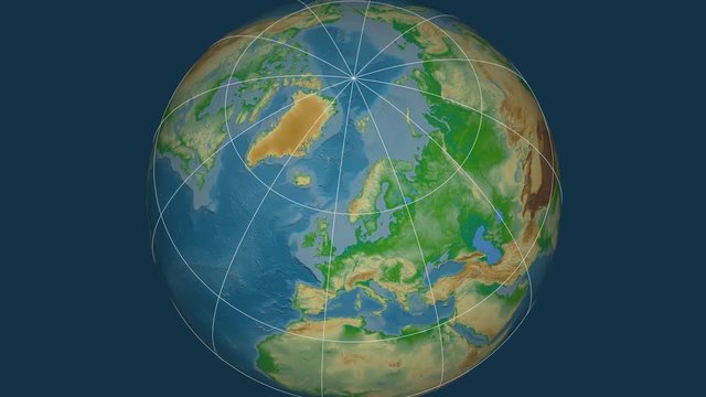 Zoom-in on Norway outlined. Physical map
