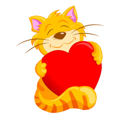 Cat holding a heart